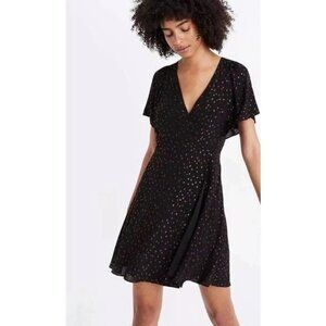 Madewell Black‎ Metallic Dot Print Mini Dress